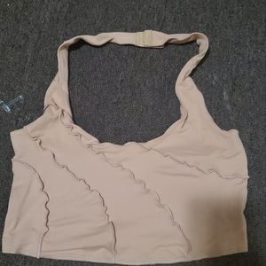 Tan crop halter top